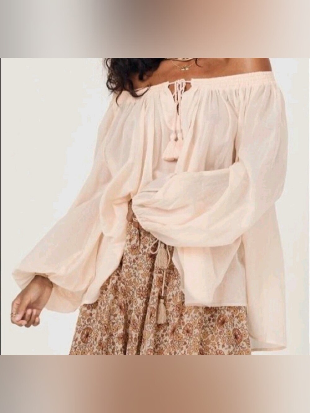 Spell And The Gypsy Collective Peach Honey Long Sleeve Bohemian Blouse Size XS